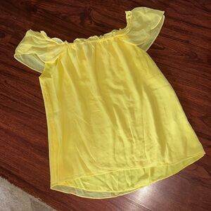 White House Black Market Sunny Yellow Off-Shoulder Blouse size 8